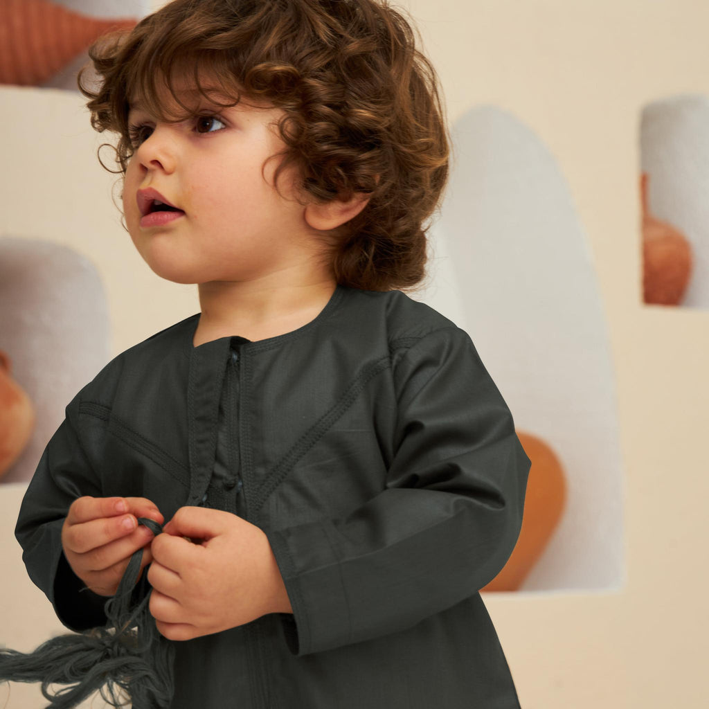 Charcoal Green Emirati Kandora-Babies