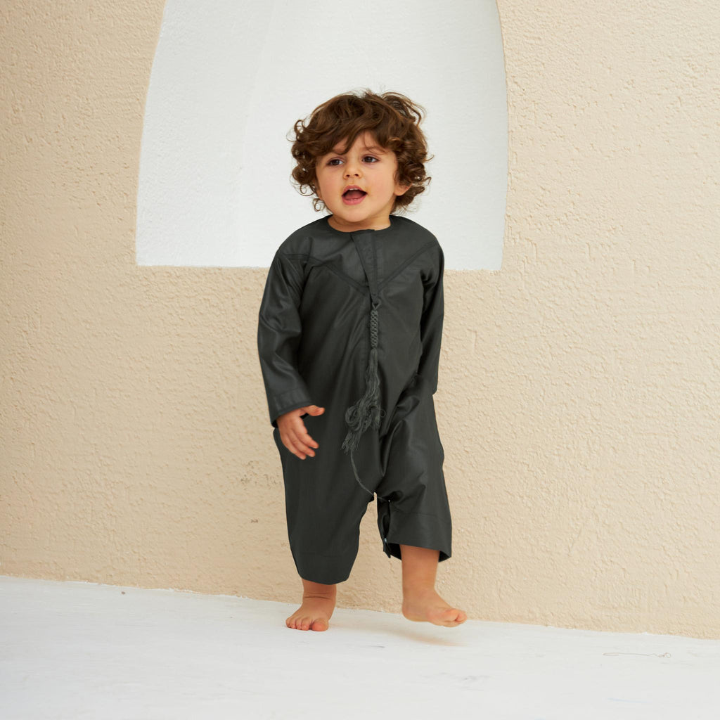 Charcoal Green Emirati Kandora-Babies