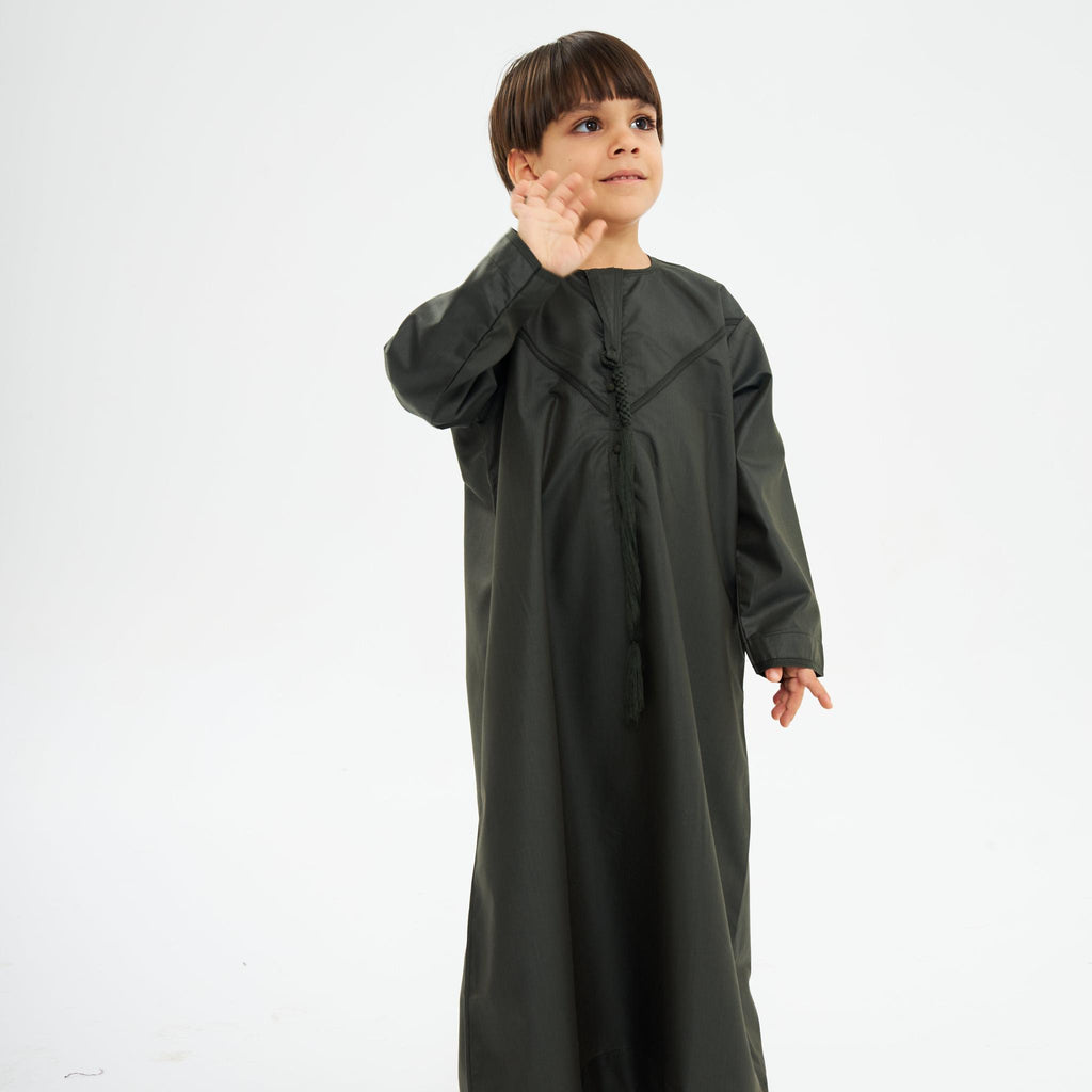 Charcoal Green Emirati Kandora-Kids
