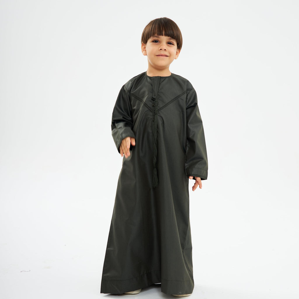 Charcoal Green Emirati Kandora-Kids