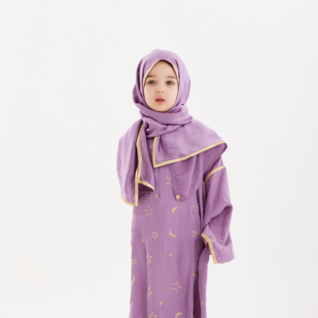 Lilac Ahlam Prayer Abaya-Kids