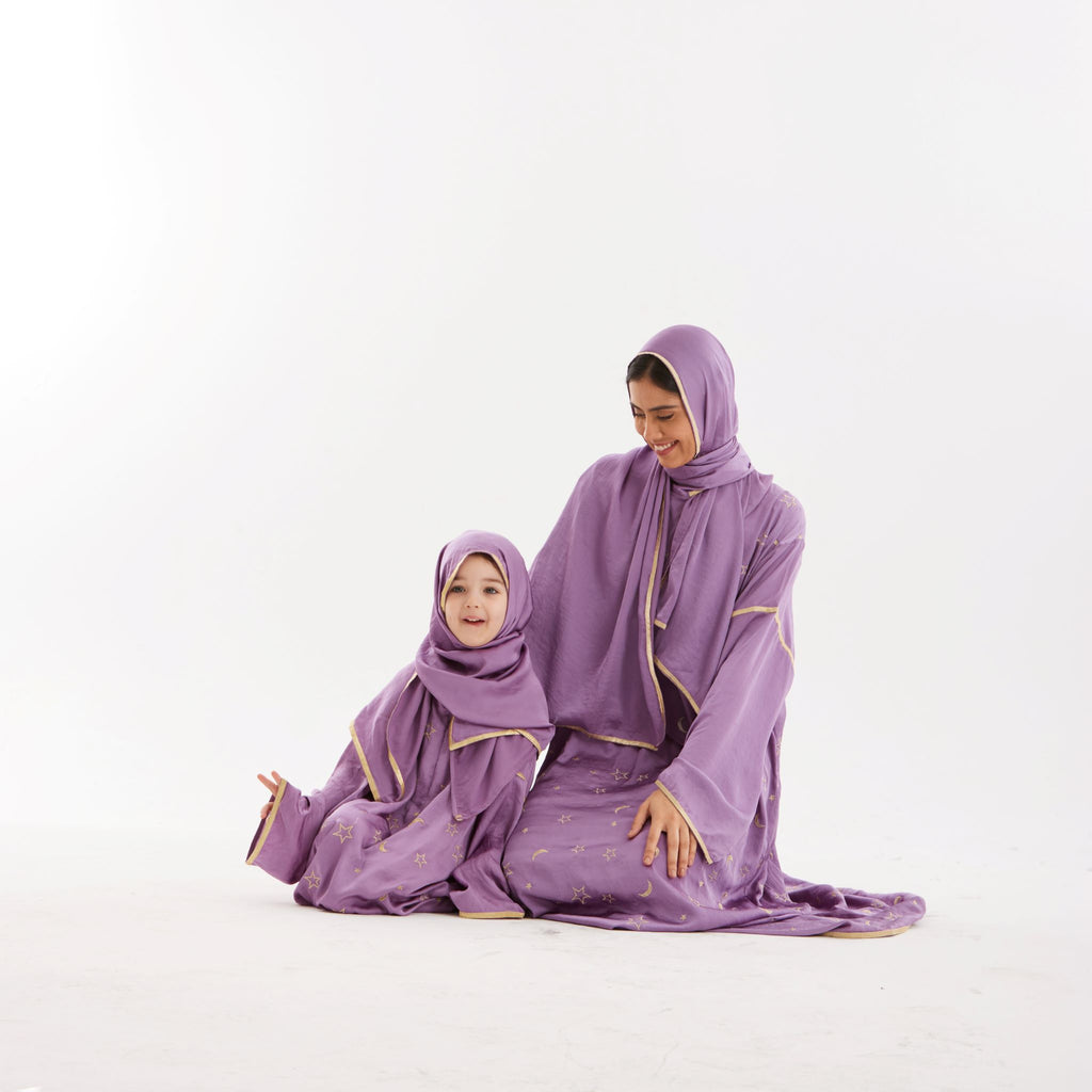 Lilac Ahlam Prayer Abaya-Kids
