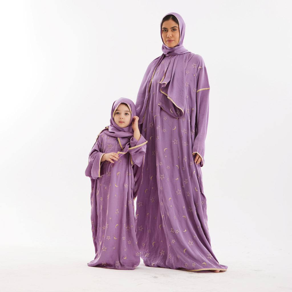 Lilac Ahlam Prayer Abaya-Kids