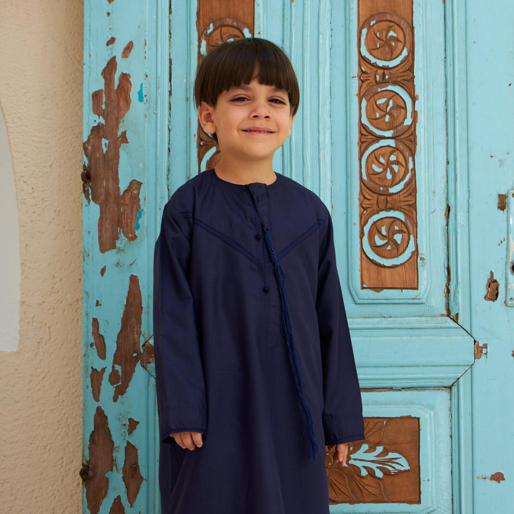 Navy Blue Emirati Kandora-Kids