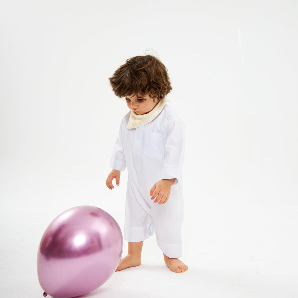White Kuwaiti Dishdasha-Babies