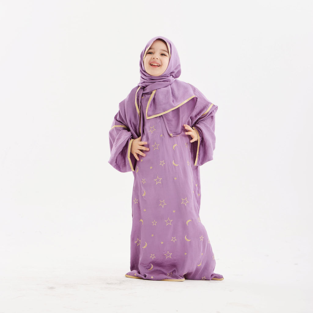 Kids Ahlam Lilac Prayer Abaya