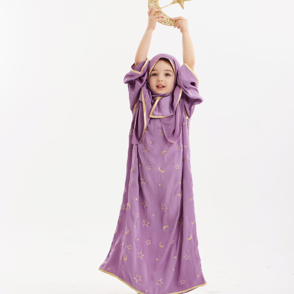 Kids Ahlam Lilac Prayer Abaya