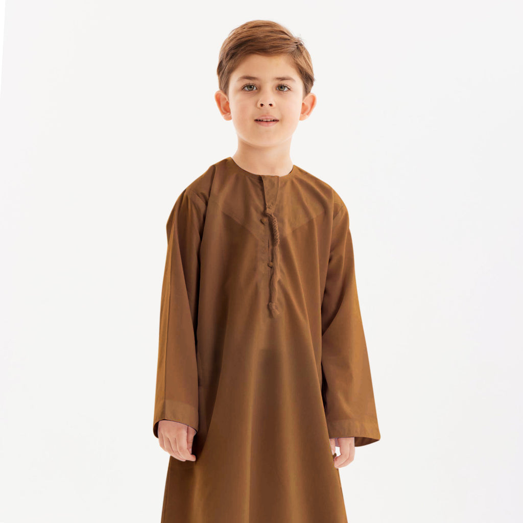 Brown Emirati Kandora-Kids - YALLAKIDS