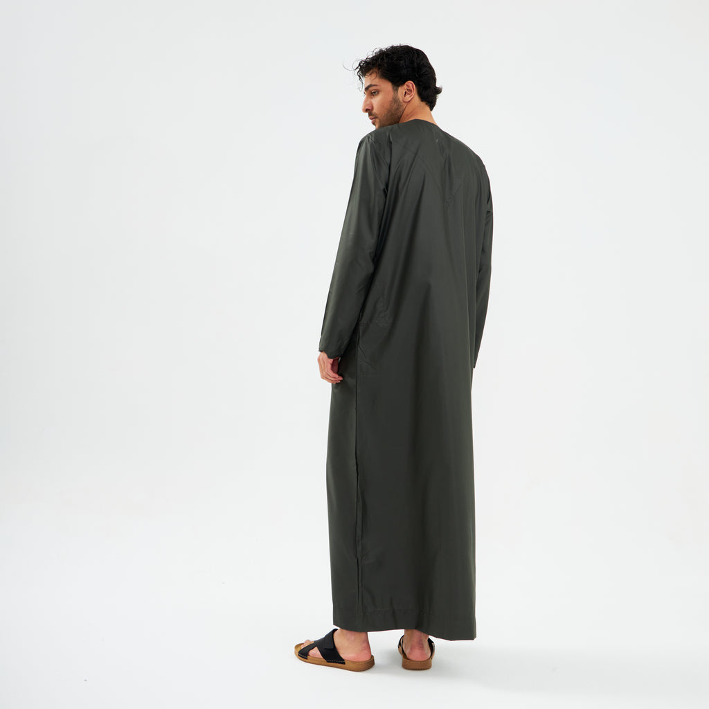 Charcoal Green Emirati Kandora-Mens - YALLAKIDS