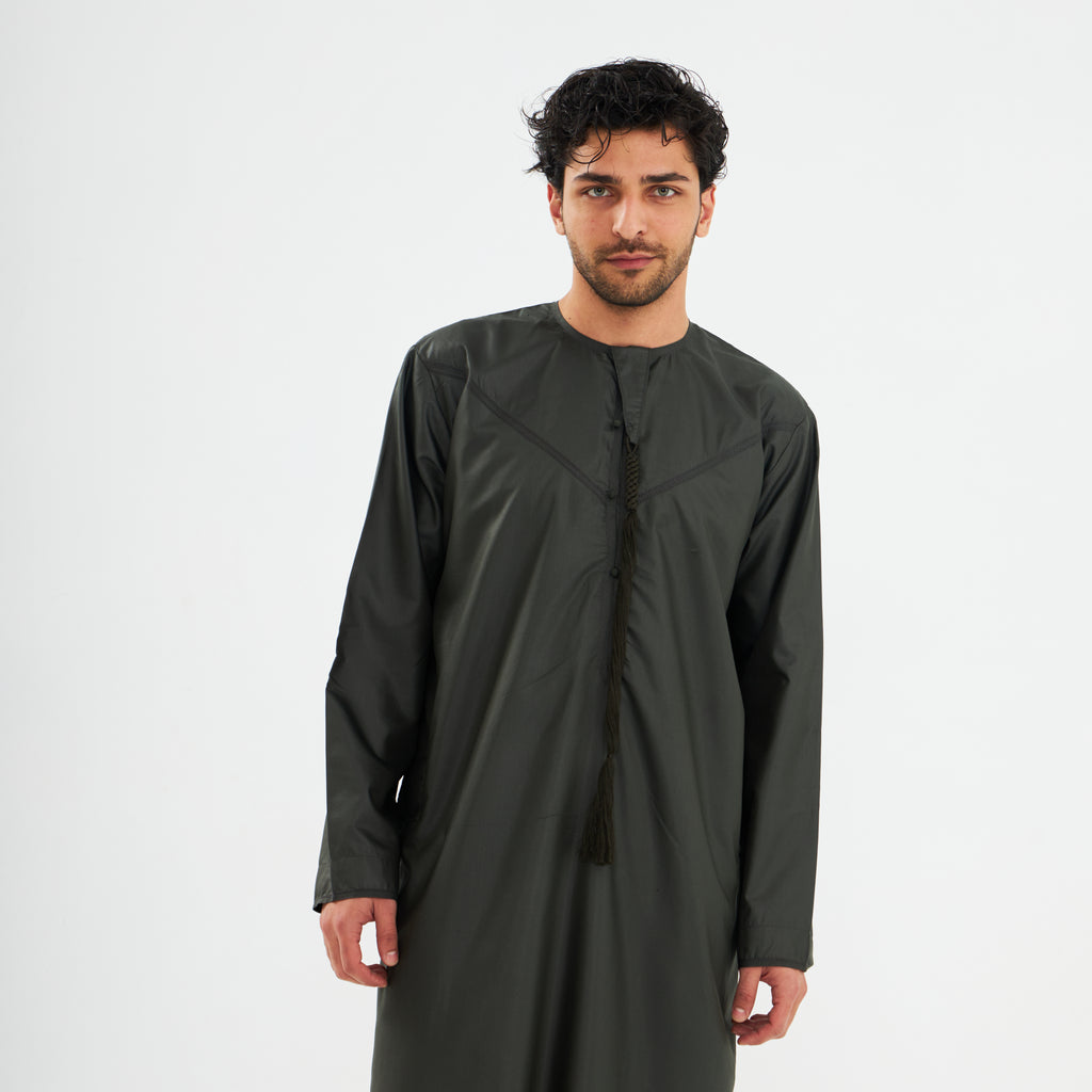 Charcoal Green Emirati Kandora-Mens - YALLAKIDS