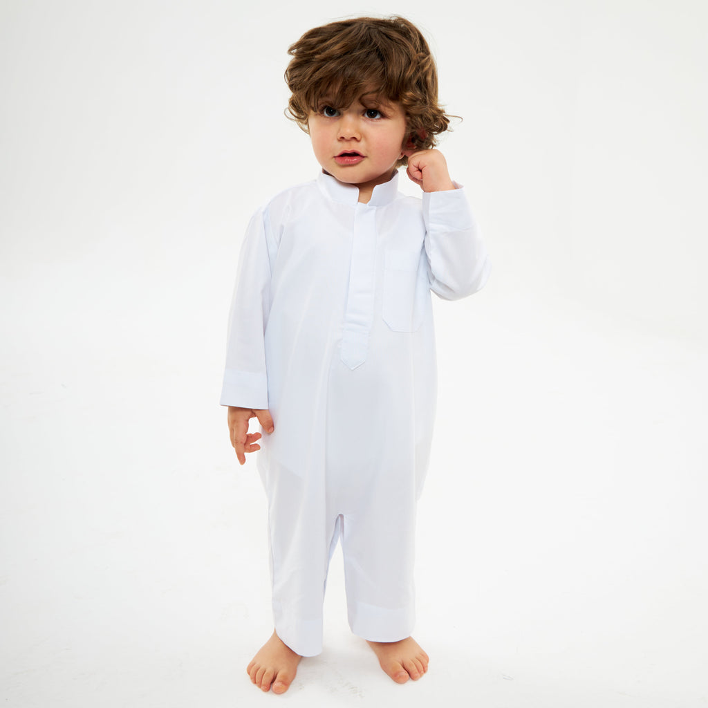 White Kuwaiti Dishdasha-Babies - YALLAKIDS