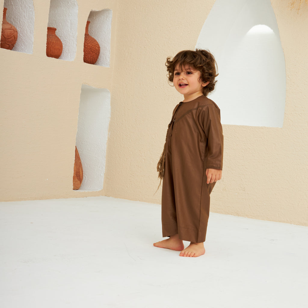 Brown Emirati Kandora - Babies - YALLAKIDS