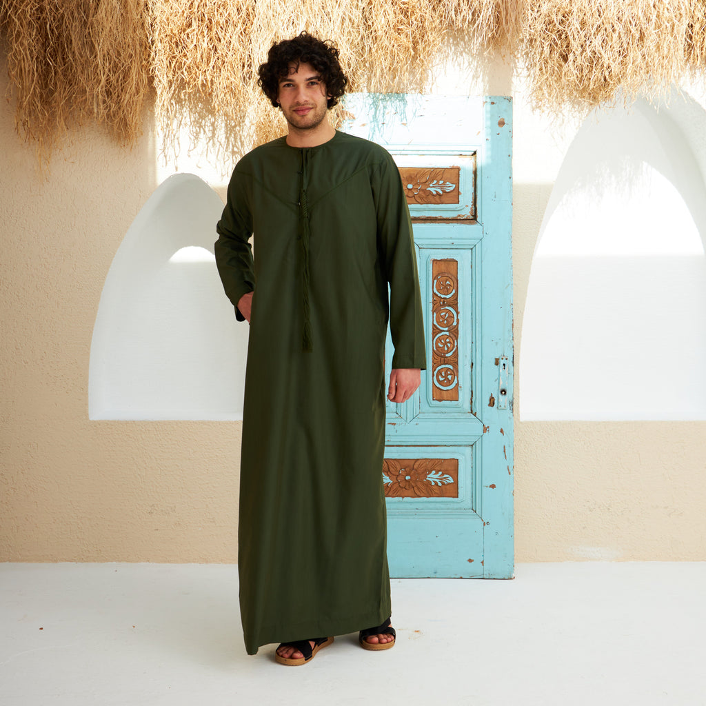 Khaki Green Emirati Kandora - Men - YALLAKIDS