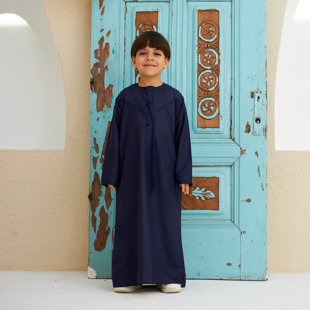 Navy Blue Emirati Kandora-Kids - YALLAKIDS
