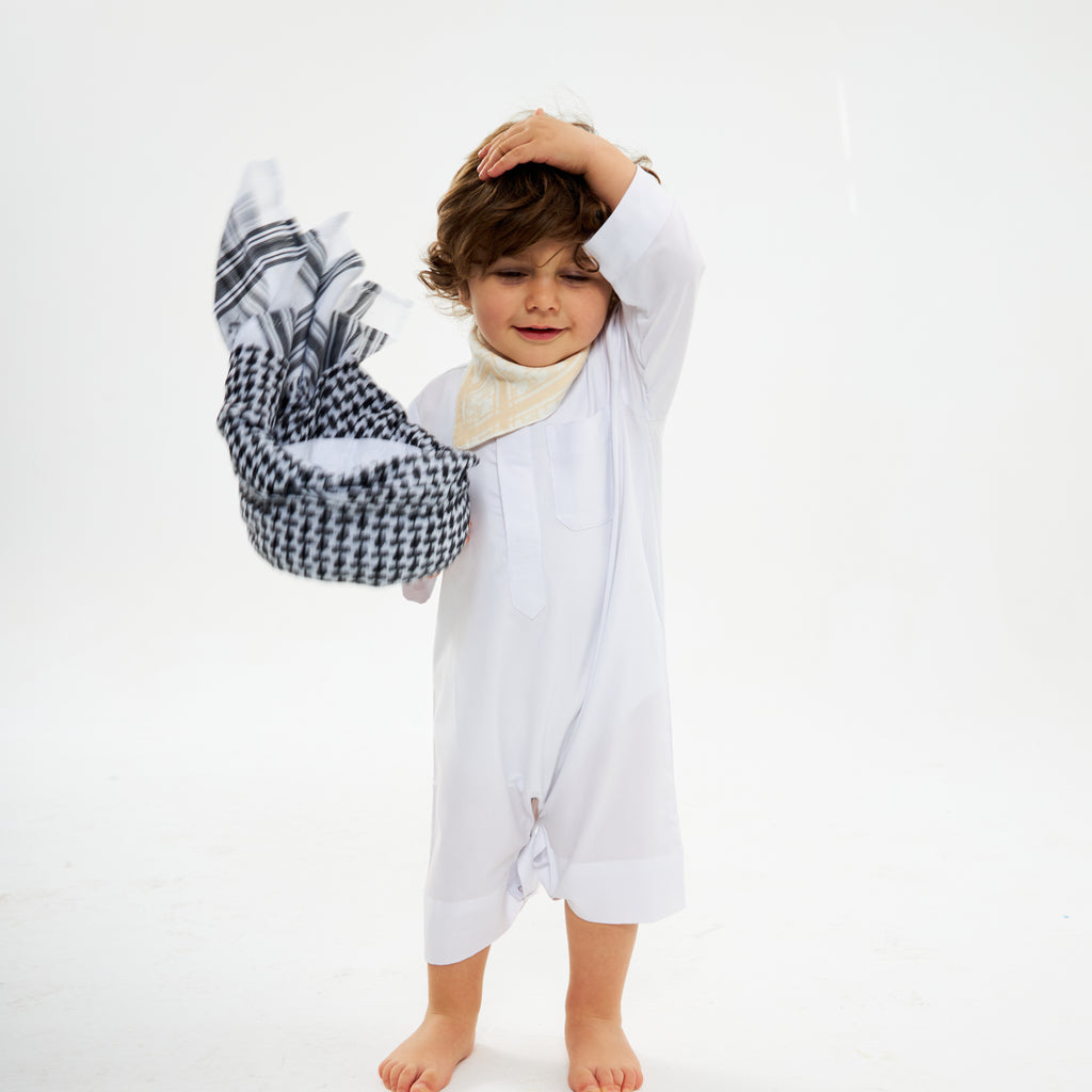 White Kuwaiti Dishdasha-Babies - YALLAKIDS